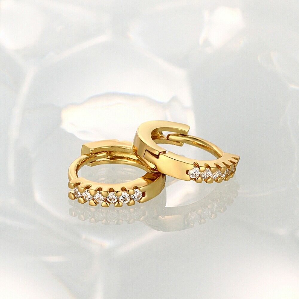 Creolen Ohrringe Zirkonia Damen Schmuck Gold Klapp Blogger Design Ohrschmuck | Shop Nory
