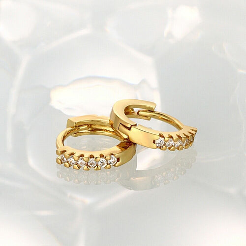 Creolen Ohrringe Zirkonia Damen Schmuck Gold Klapp Blogger Design Ohrschmuck | Shop Nory