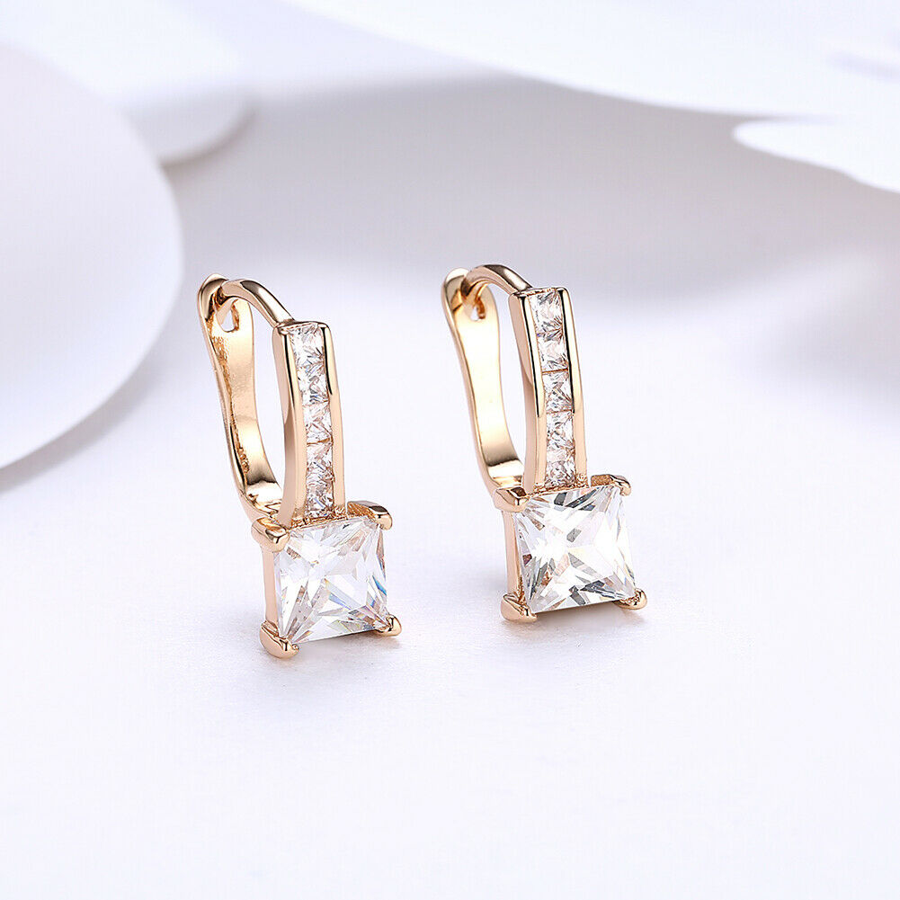 Creolen Ohrringe Ohrstecker Champagner Gold 18K vergoldet Zirkonia  KZCE115-E | Shop Nory