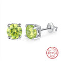 1 Paar runde Ohrstecker 925er Sterlingsilber Cubic Zirkonia hellgrün | Shop Nory