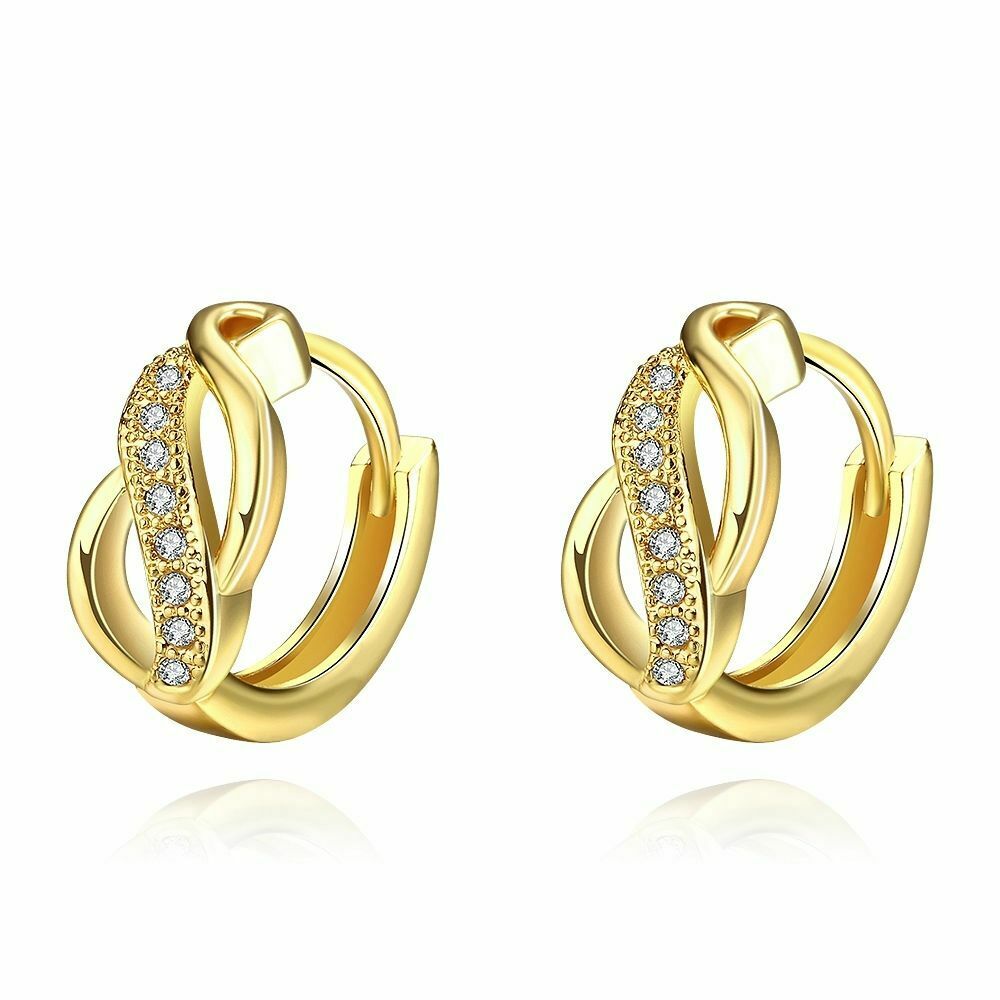 Creolen Ohrringe Ohrhänger Zirkonia Damen Schmuck 18K Gold Herz Ohrschmuck KZCE050-A | Shop Nory