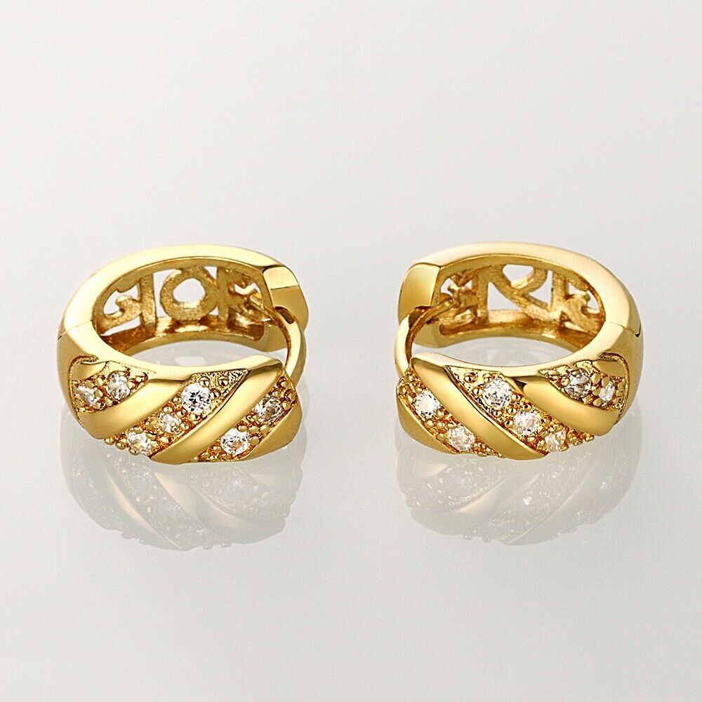 Creolen Ohrringe Gelbgold mit Cubic Zirkonia KZCE035-A | Shop Nory