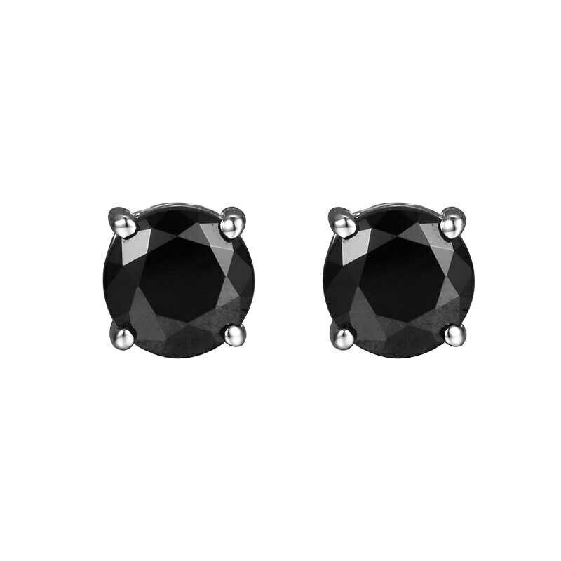 1 Paar runde Ohrstecker 925er Sterlingsilber Cubic Zirkonia schwarz | Shop Nory
