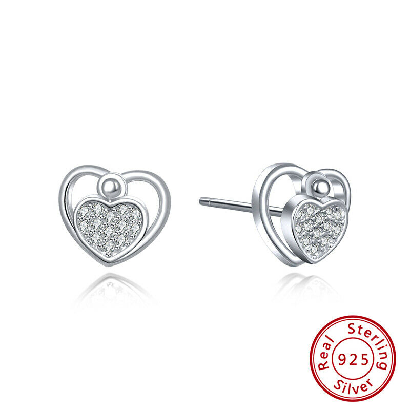 Ohrstecker Herz 925 Sterling Silber mit  Zirkonia besetzt | Shop Nory