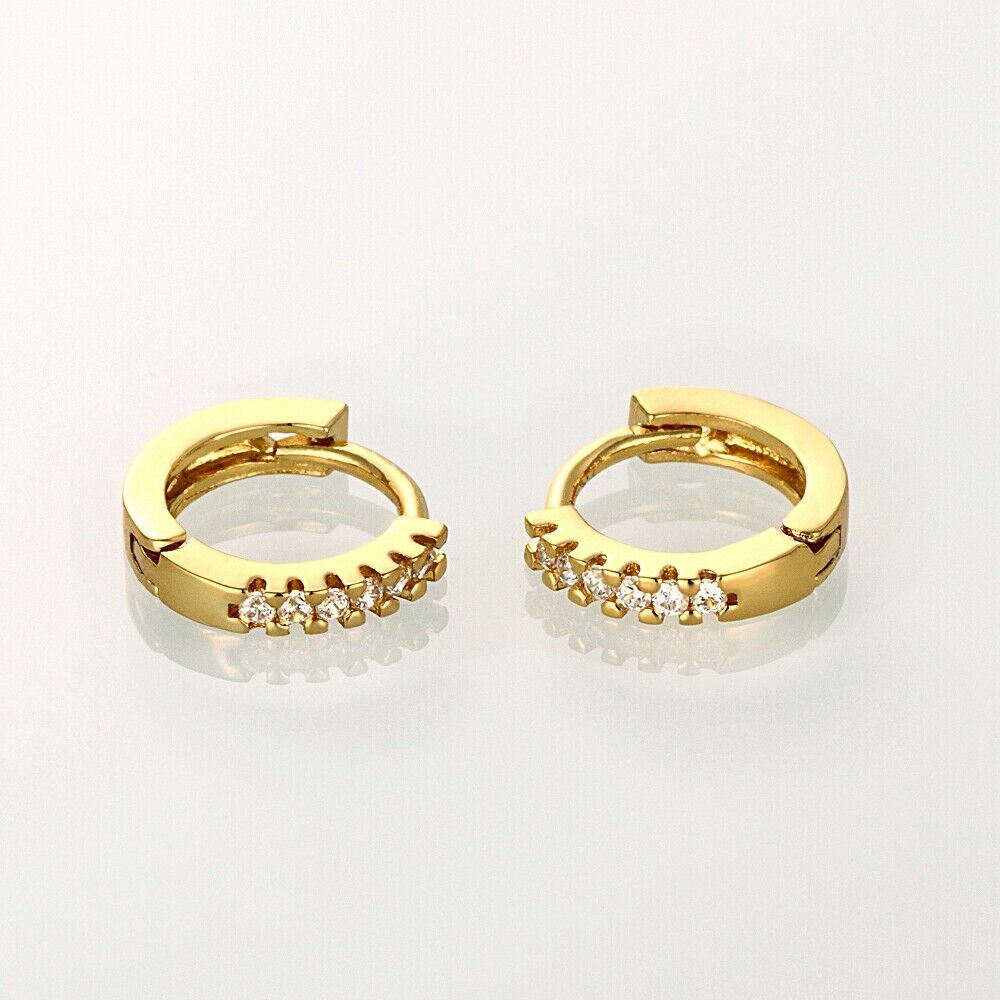 Creolen Ohrringe Zirkonia Damen Schmuck Gold Klapp Blogger Design Ohrschmuck | Shop Nory