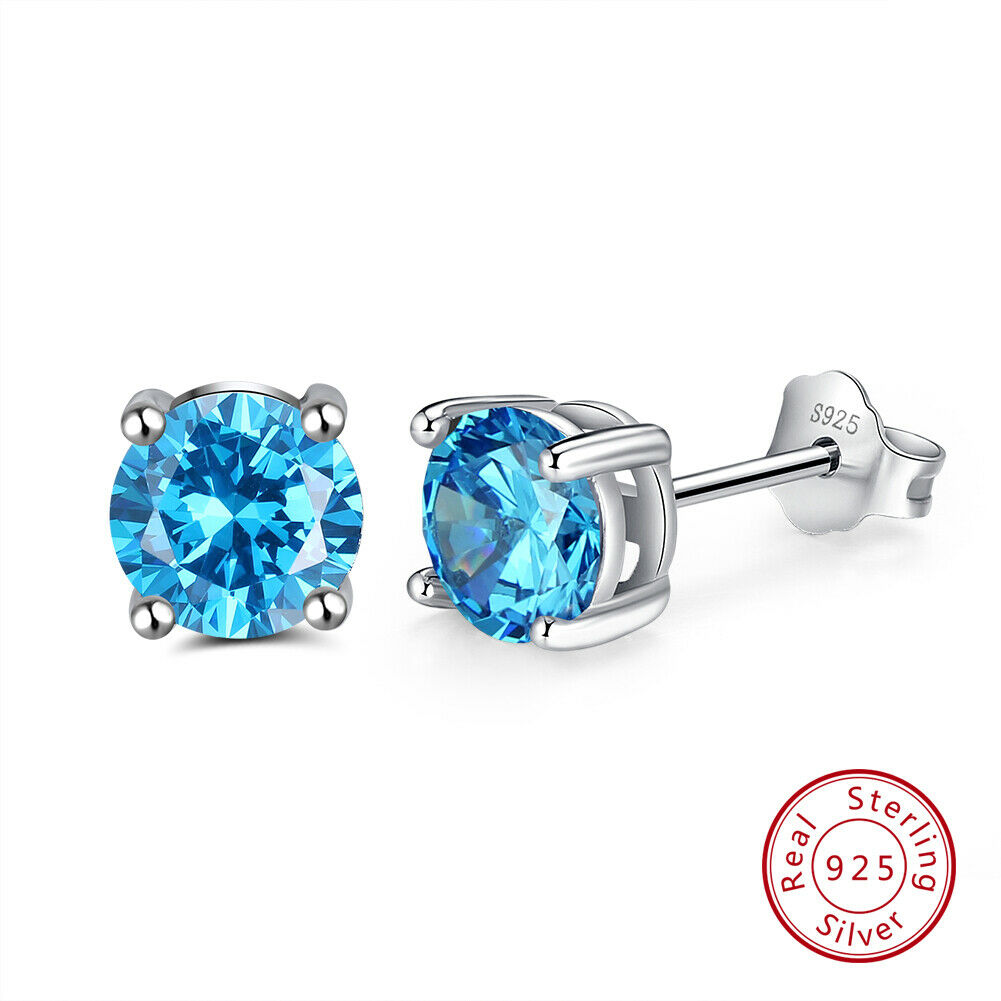 1 Paar runde Ohrstecker 925er Sterlingsilber Cubic Zirkonia türkis | Shop Nory
