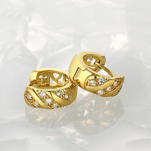 Creolen Ohrringe Gelbgold mit Cubic Zirkonia KZCE035-A | Shop Nory