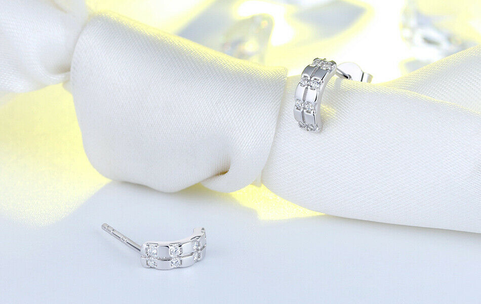 Creolen Ohrstecker  925 Sterling Silber mit Zirkonia besetzt | Shop Nory