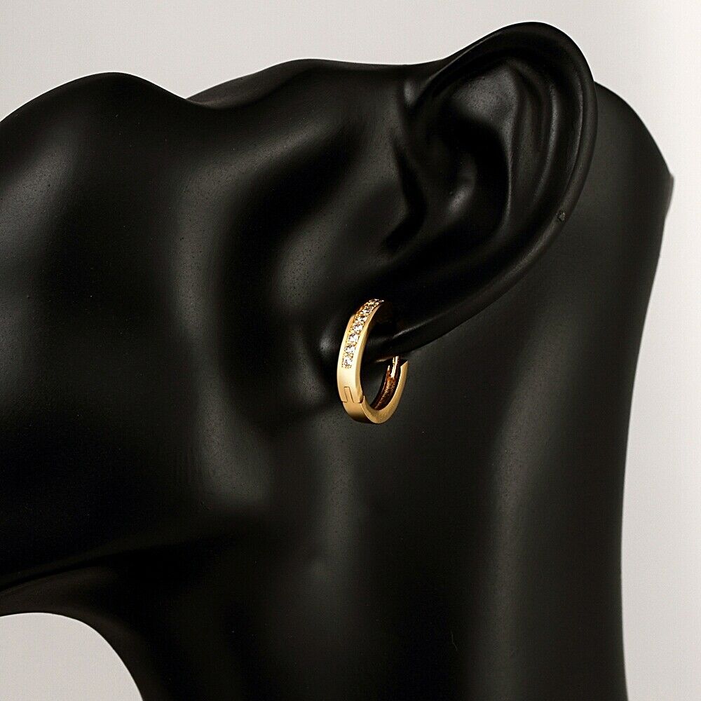 Creolen Ohrringe Zirkonia Damen Schmuck Gold Klapp Ohrschmuck Schmuck KZCE039-A | Shop Nory