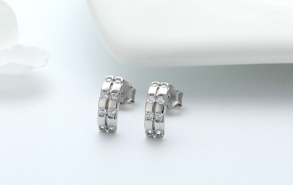 Creolen Ohrstecker  925 Sterling Silber mit Zirkonia besetzt | Shop Nory
