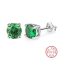 1 Paar runde Ohrstecker 925er Sterlingsilber Cubic Zirkonia grün | Shop Nory