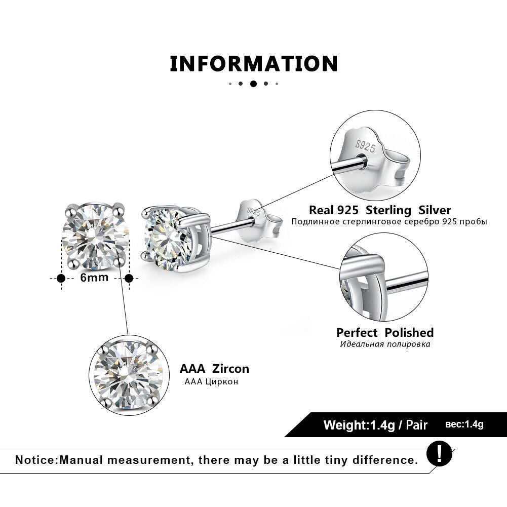 1 Paar runde Ohrstecker 925er Sterlingsilber Cubic Zirkonia blau | Shop Nory