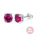 1 Paar runde Ohrstecker 925er Sterlingsilber Cubic Zirkonia pink | Shop Nory