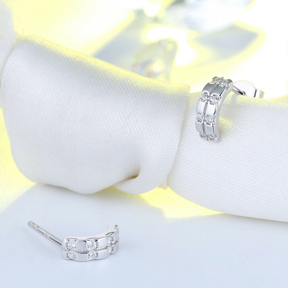 Creolen Ohrstecker  925 Sterling Silber mit Zirkonia besetzt | Shop Nory