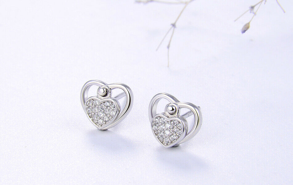 Ohrstecker Herz 925 Sterling Silber mit  Zirkonia besetzt | Shop Nory
