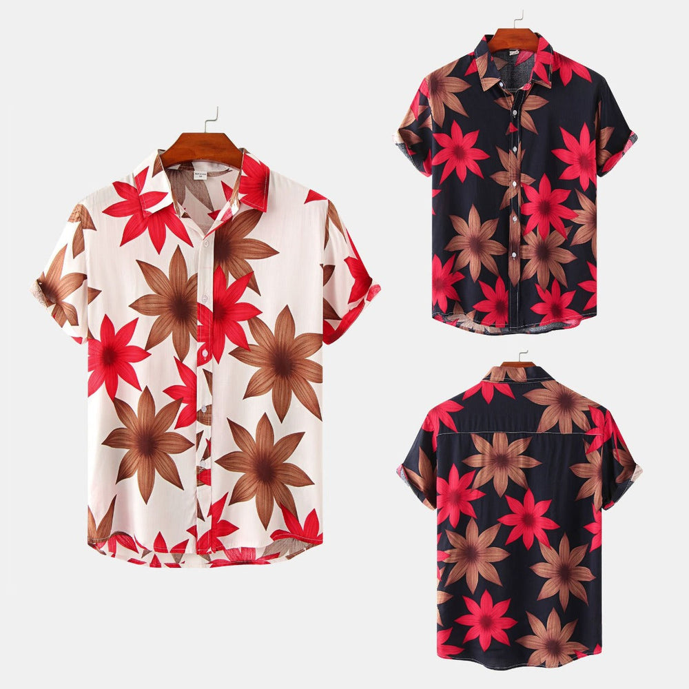 Floral kurzärmeliges Blumenhemd Männer