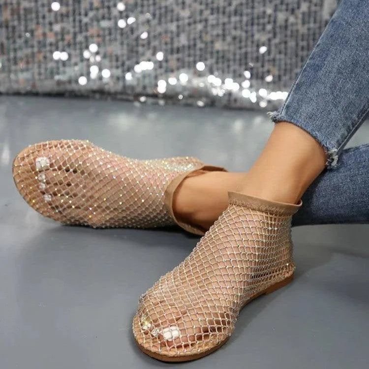 Flatsandalen mit Strass-Design