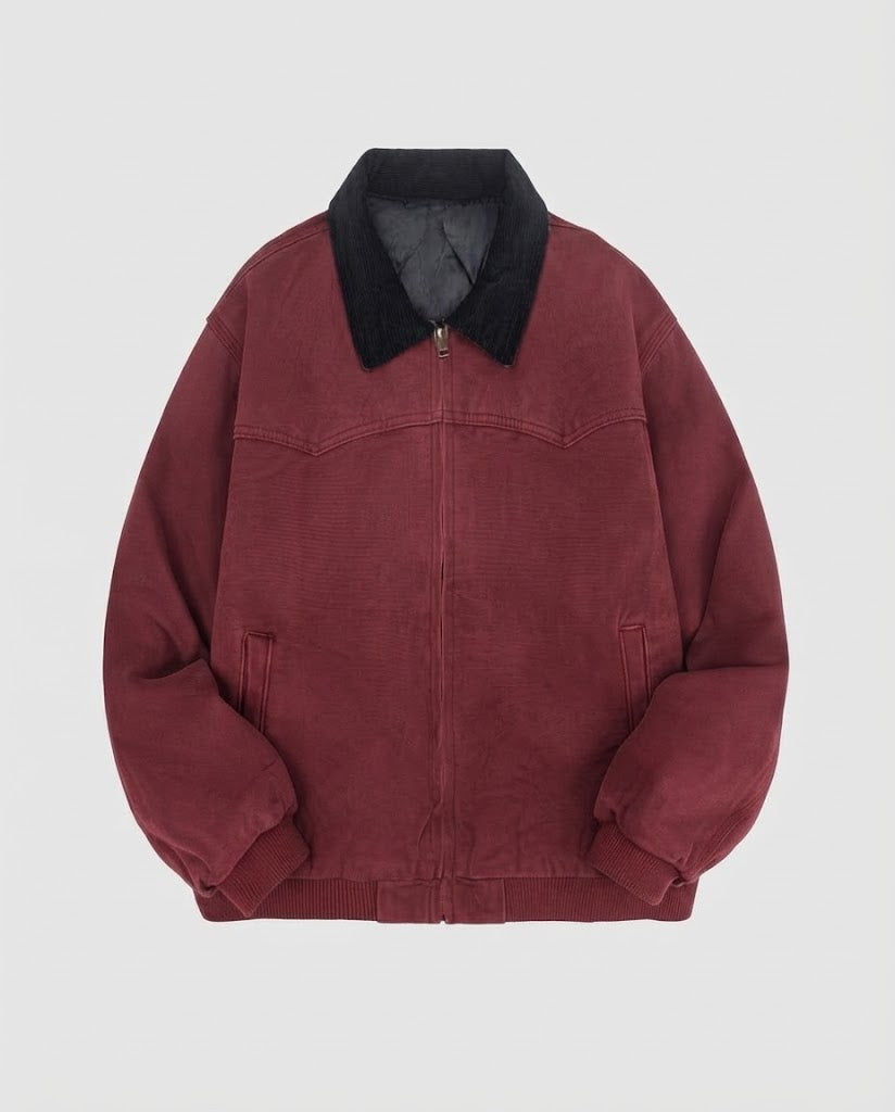 Herren gepolsterte Canvas‑Bomberjacke mit Teddykragen und Thermofutter Shop Nory