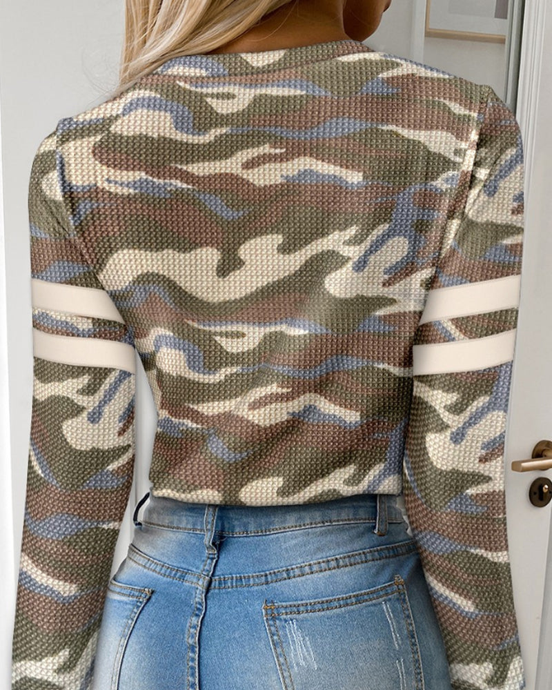 Halbzip Camouflage Langarm