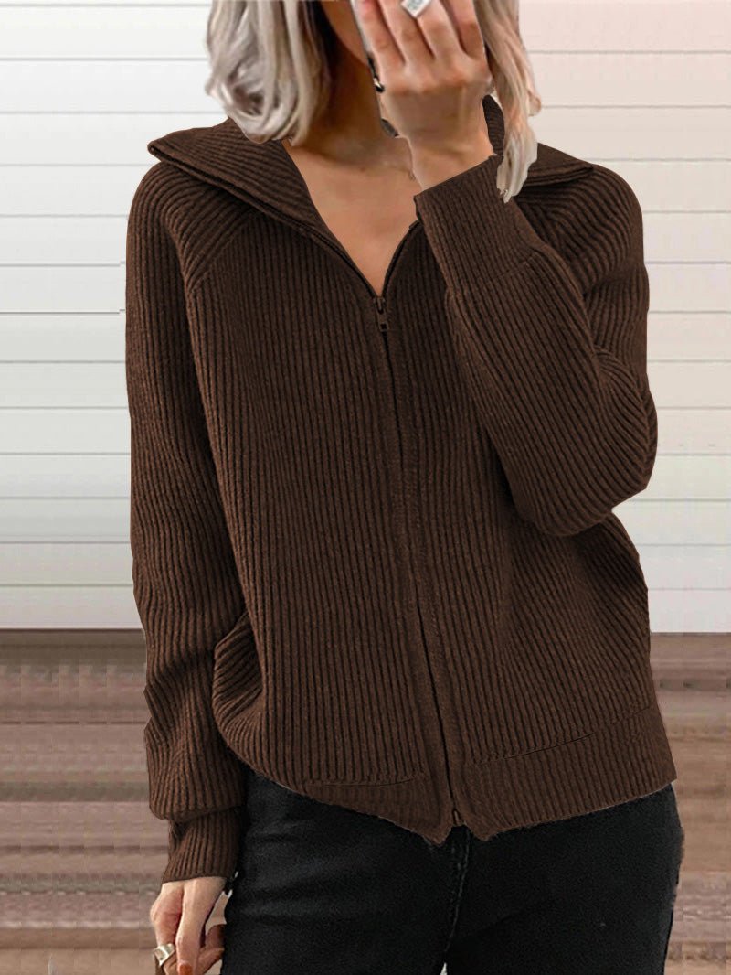 Shopnory | Dicke Baumwoll-Strickjacke mit Reißverschluss