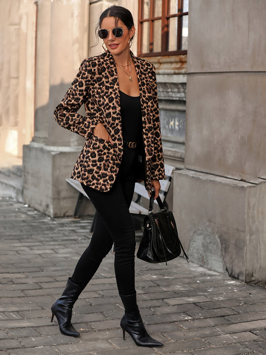 Eleganter Business Langblazer mit Leopardenmuster für alle Jahreszeiten
