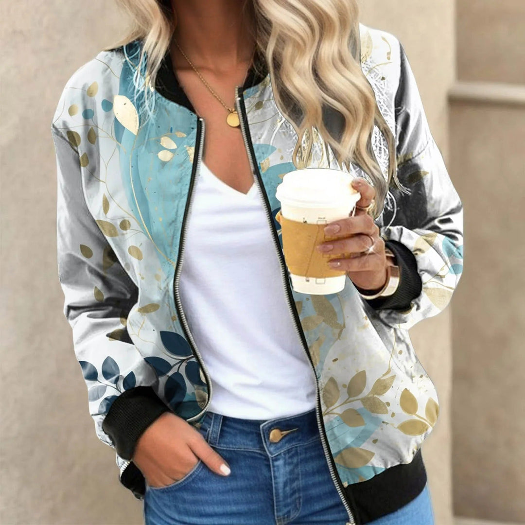 Damen Bomberjacke mit Blumenmuster