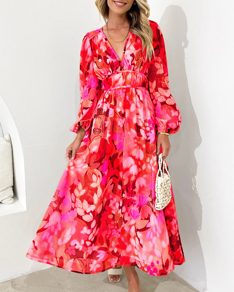 Boho Blumen Maxi Kleid