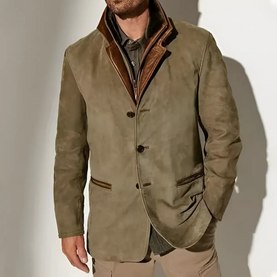 Retro Kontrastkragenjacke für Herren