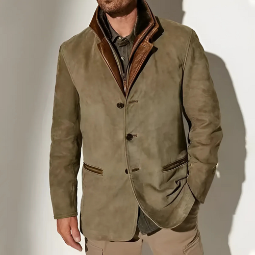 Retro Kontrastkragenjacke für Herren