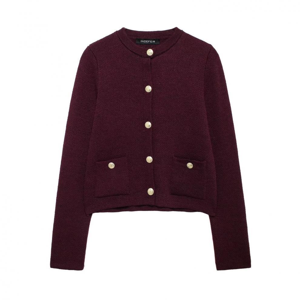 Lässiger Cardigan mit goldenem Knopfverschluss für Damen