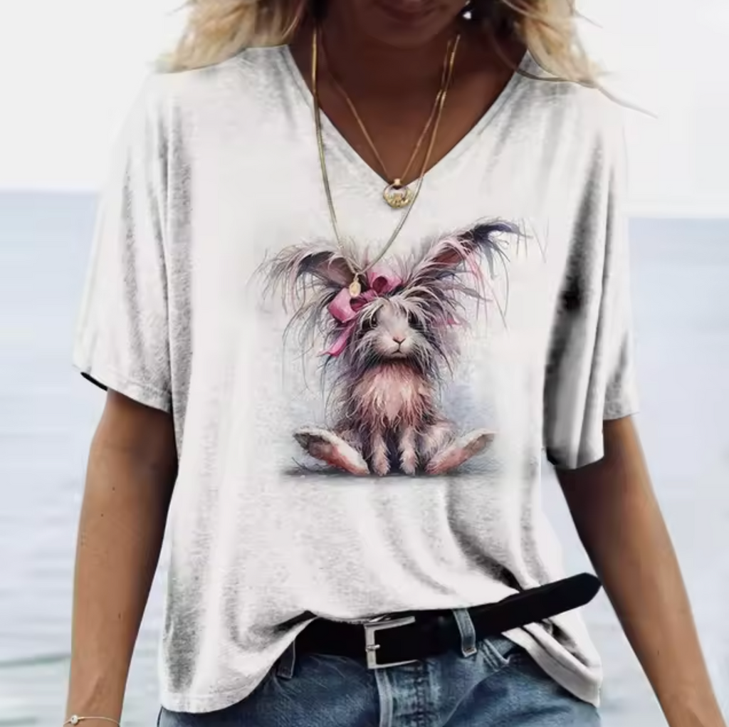 Weiße T-Shirts mit Hasenmotiven