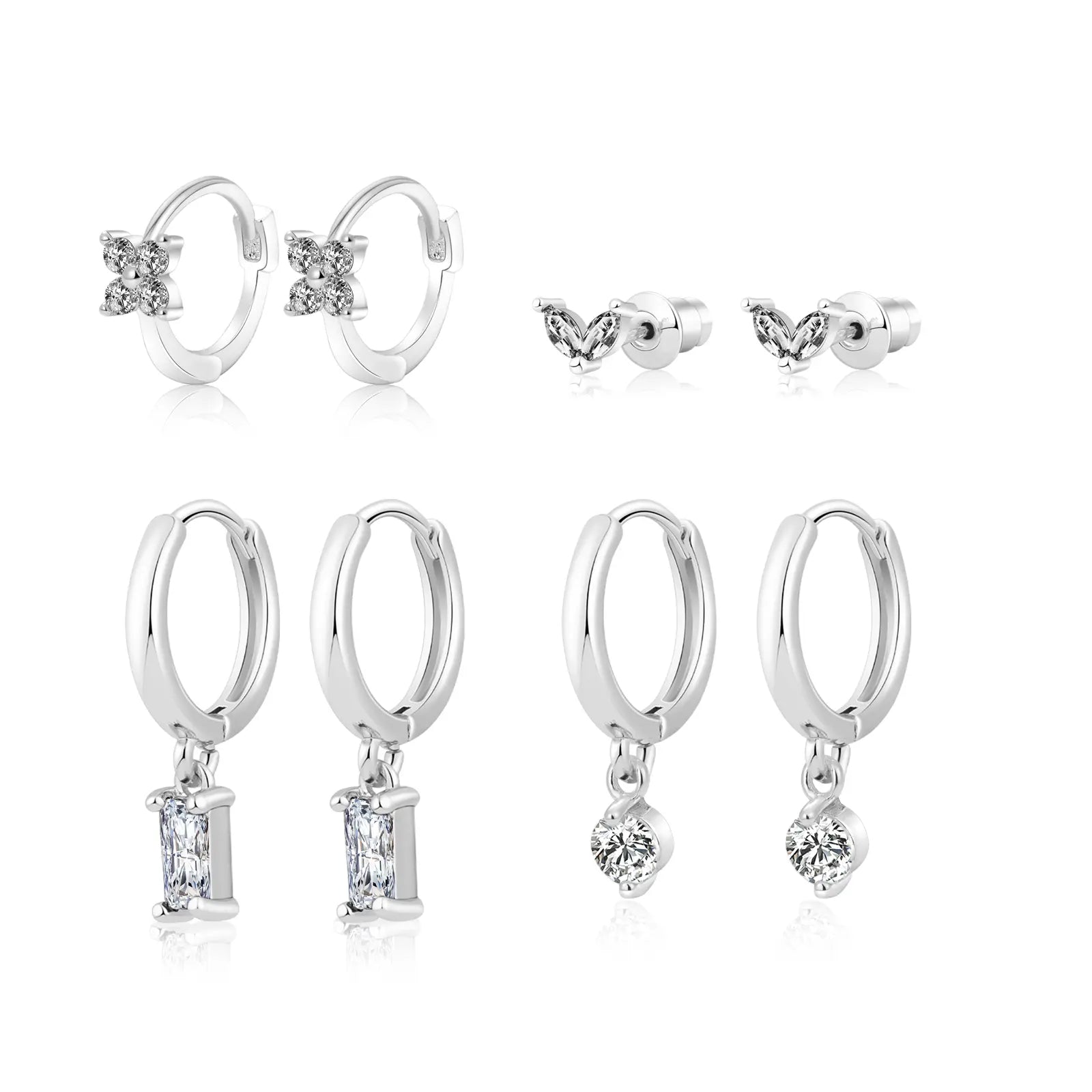 Blatt Diamant Huggie Ohrringe Set | Shop Nory