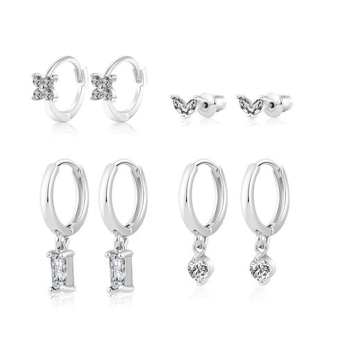 Blatt Diamant Huggie Ohrringe Set | Shop Nory