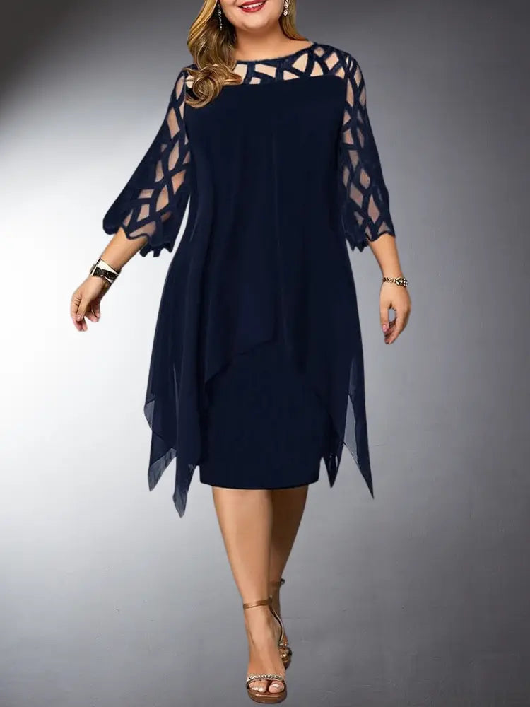 Elegantes Plus Size Spitzen Midi Kleid