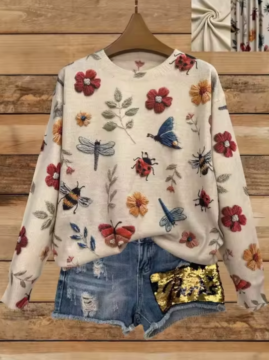 Gestrickter Pullover mit 3D-Druck