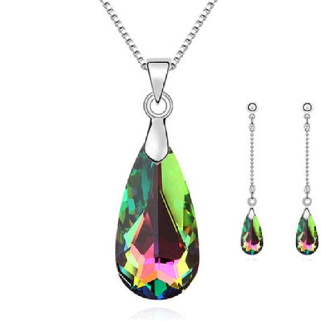 Tropfenförmige Kristallhalskette Anhänger & Ohrring Sets | Shop Nory