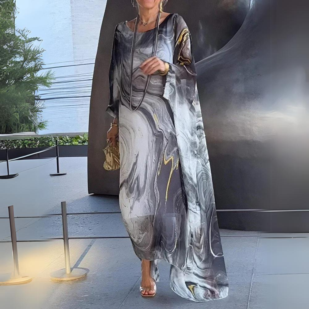 Bauchbedeckendes Seiden-Chiffon-Kleid