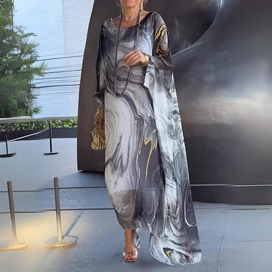 Bauchbedeckendes Seiden-Chiffon-Kleid
