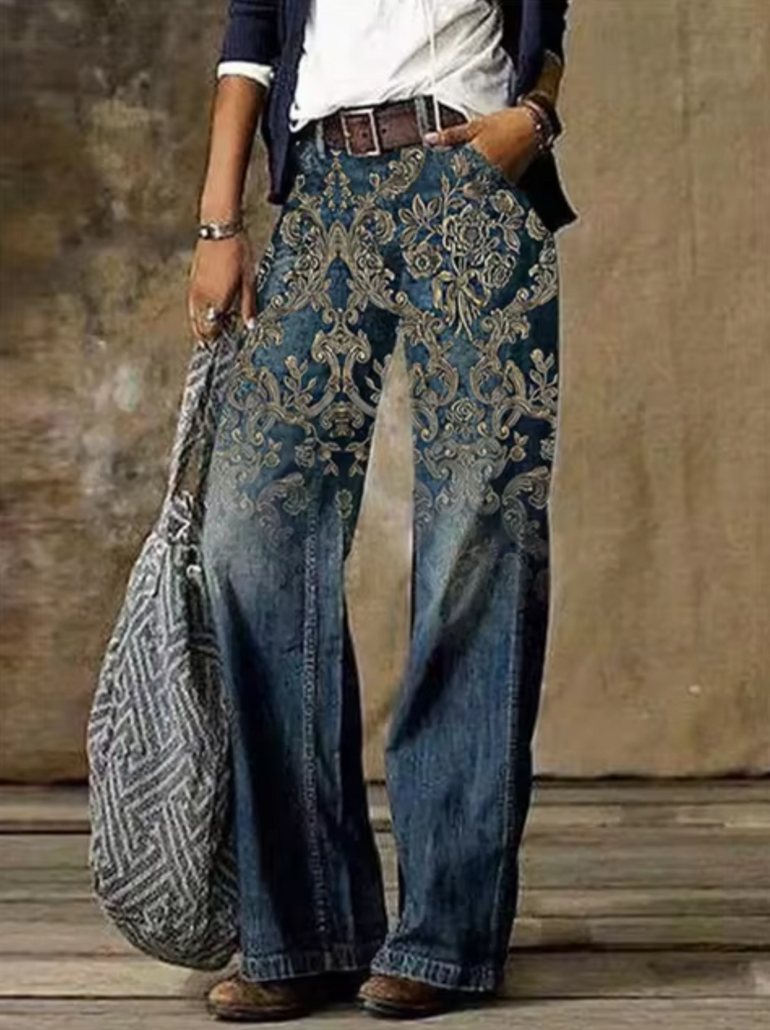 Bedruckte Baumwolljeans