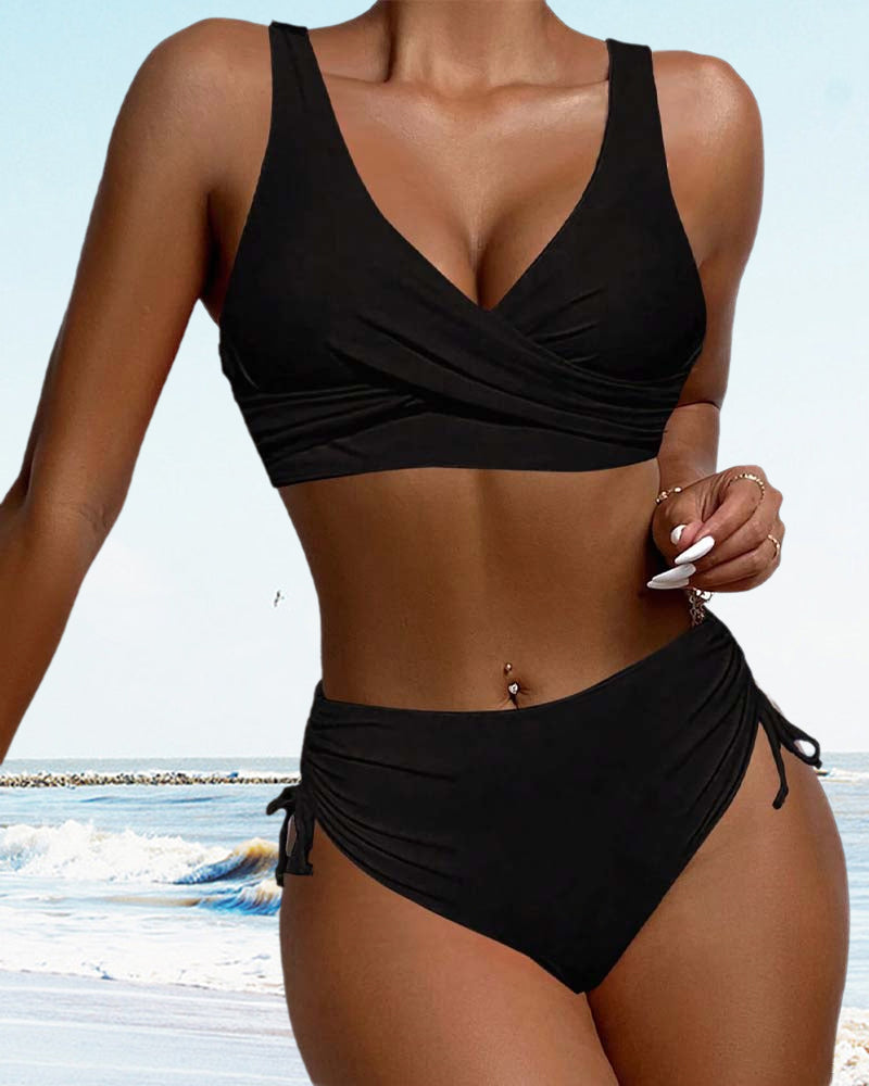 bikini-badeanzug mit kordelzug und schnürung hinten
