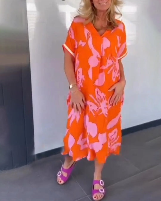 Shopnory | Lässiges, Lockeres Kleid mit Aufdruck