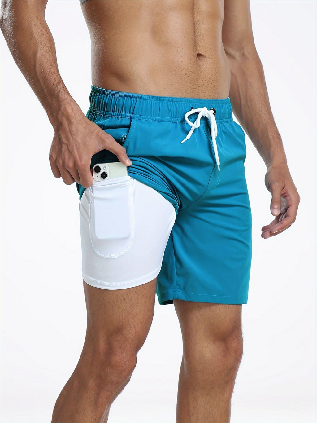 Schnell Trocknende Herren Badehose Doppelschicht Design
