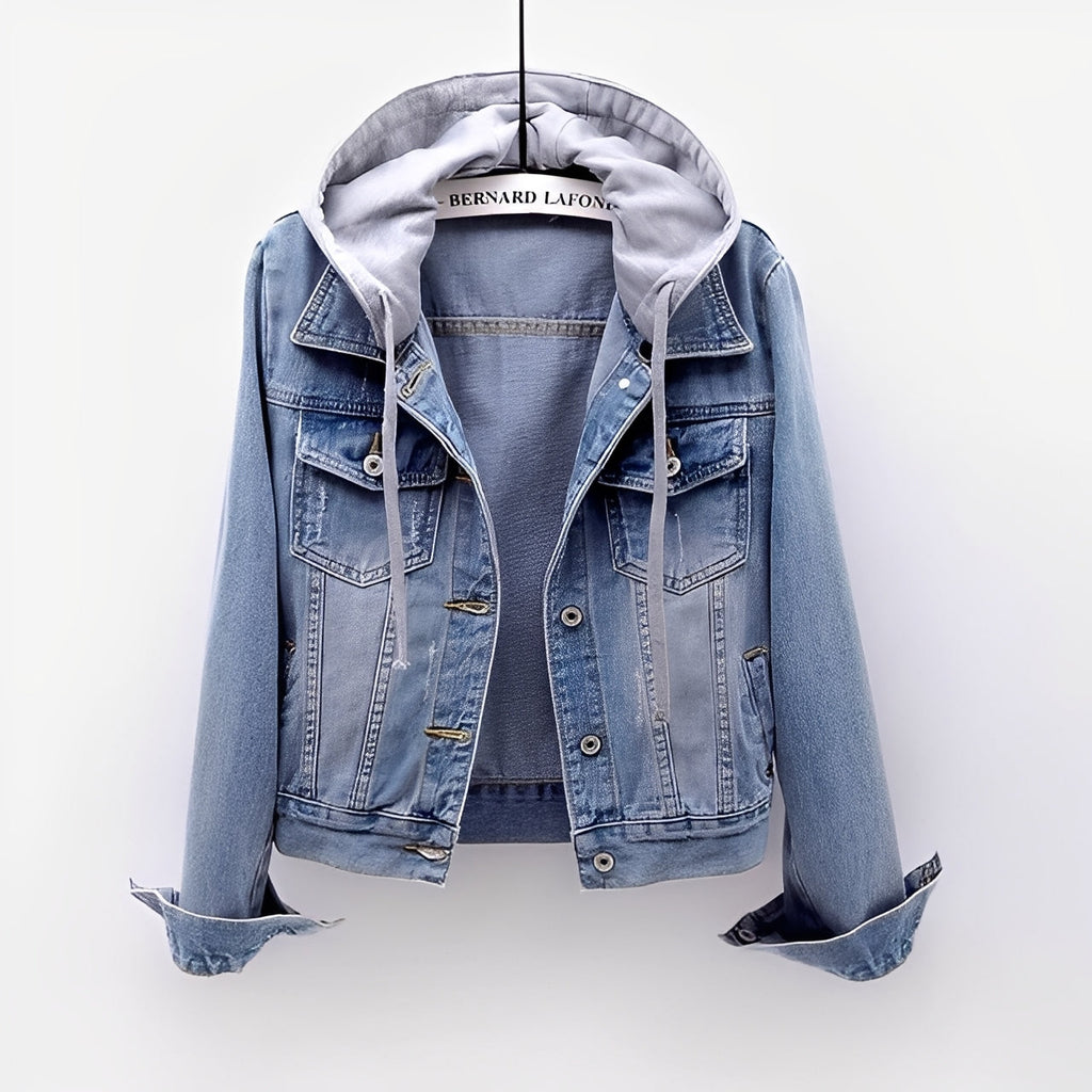 Stilvolle Jeansjacke mit abnehmbarer Kapuze für Frauen