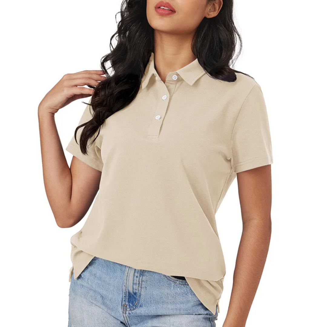 Blaue Seide Atmungsaktiv Leichtgewicht Damen Polo