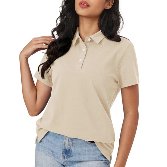 Blaue Seide Atmungsaktiv Leichtgewicht Damen Polo