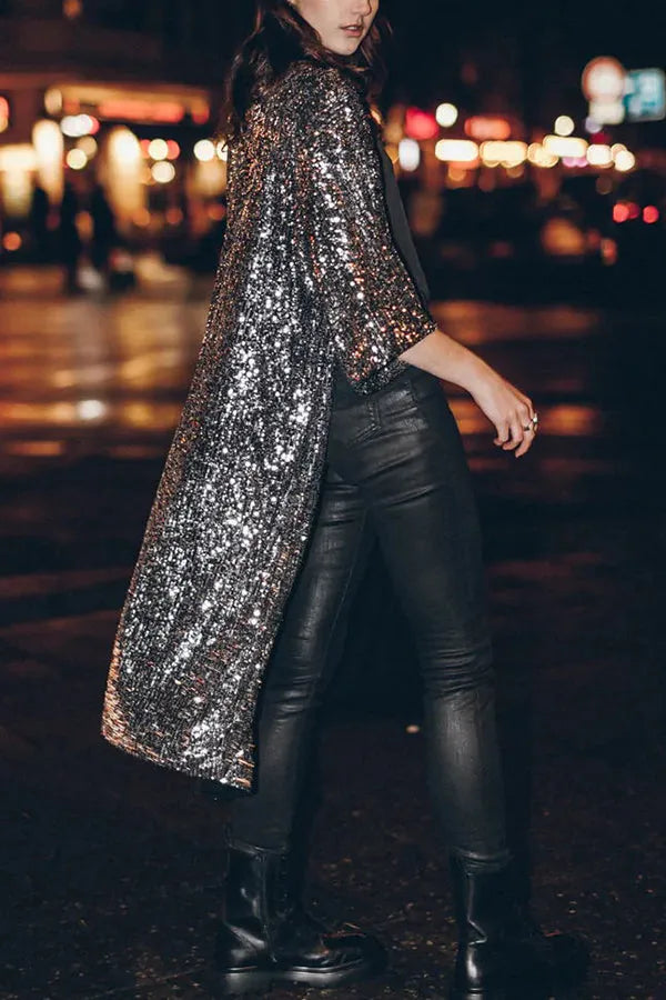 Glamour Kimono aus Pailletten mit Schlüsselloch