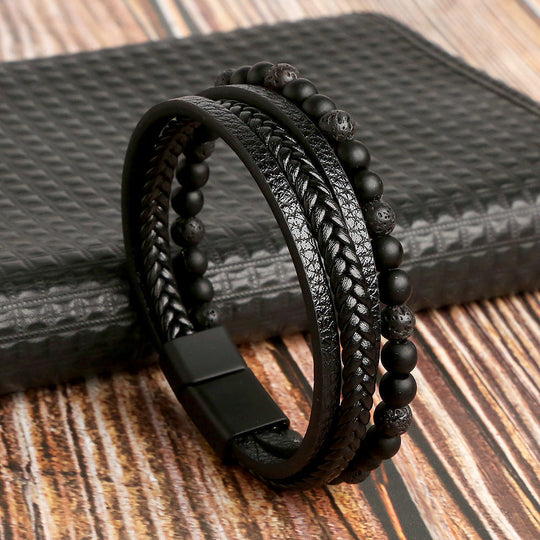 Shopnory | Stilvolles Lederarmband Satz für Herren