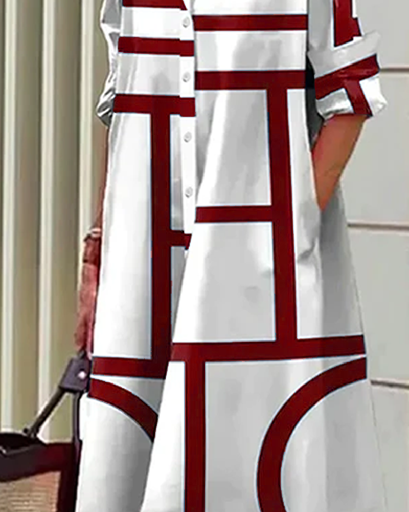 Kleid mit Taschen und Geometrischem Aufdruck