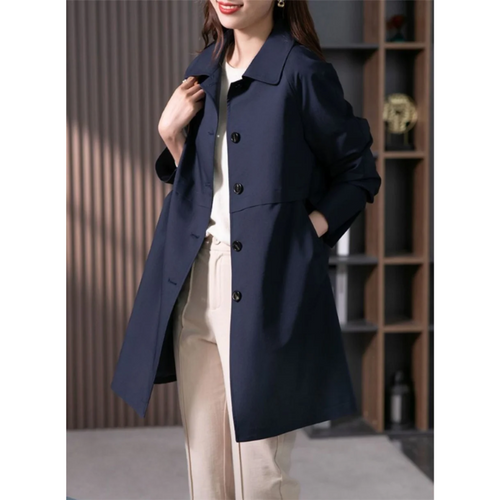 Trenchcoat Tailliert Fit Klassischer Kragen Einreiher Mid-Thigh Länge