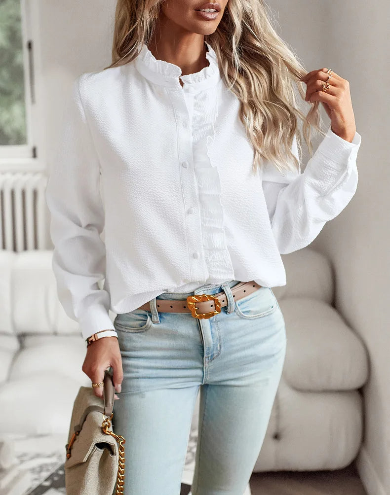 Bluse mit Rüschendetails Leicht und Stilvoll Femininer Touch
